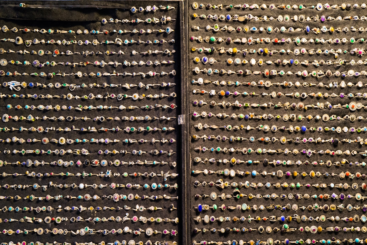 a large display case filled with lots of different kinds of buttons