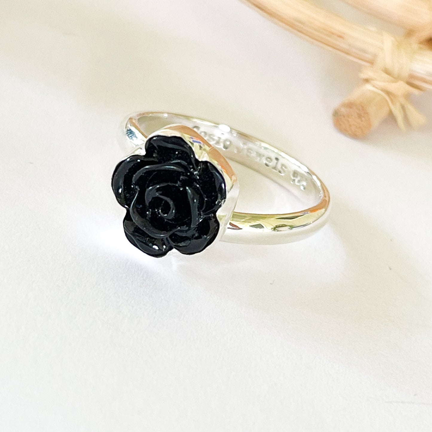 Black Rose Ring - Solid Sterling Silver