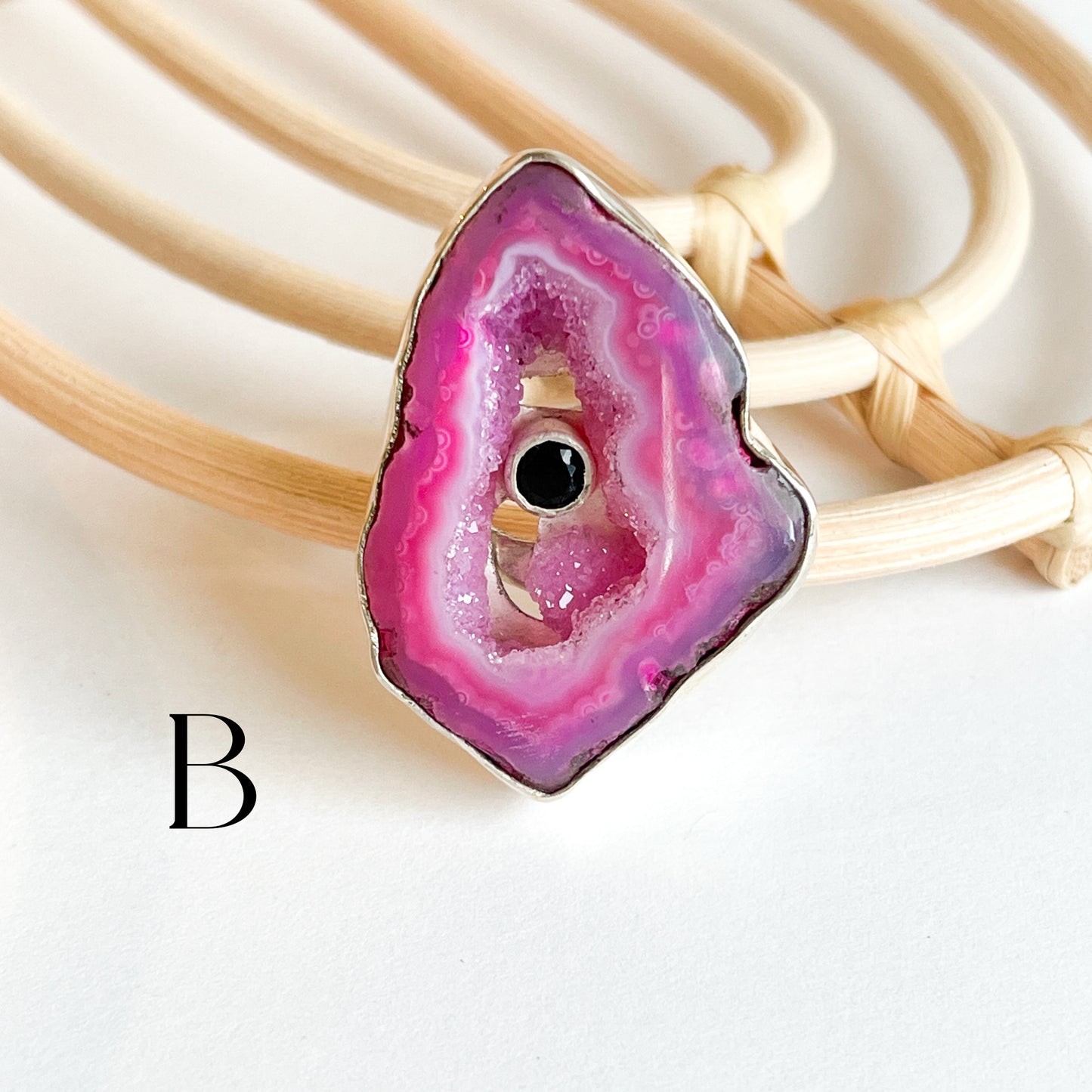 Agate With Gemstone Ring - Solid Sterling Silver