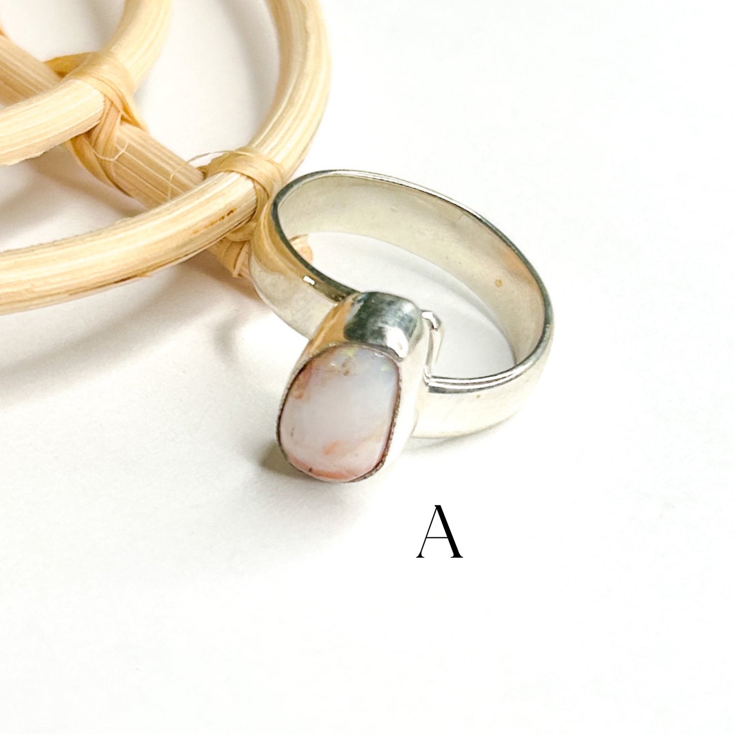 Pink Idaho Opal Ring - Both Metals