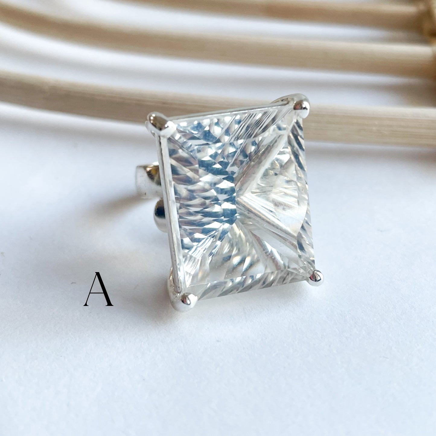 Statement Clear Quartz Prong - Solid Sterling Silver