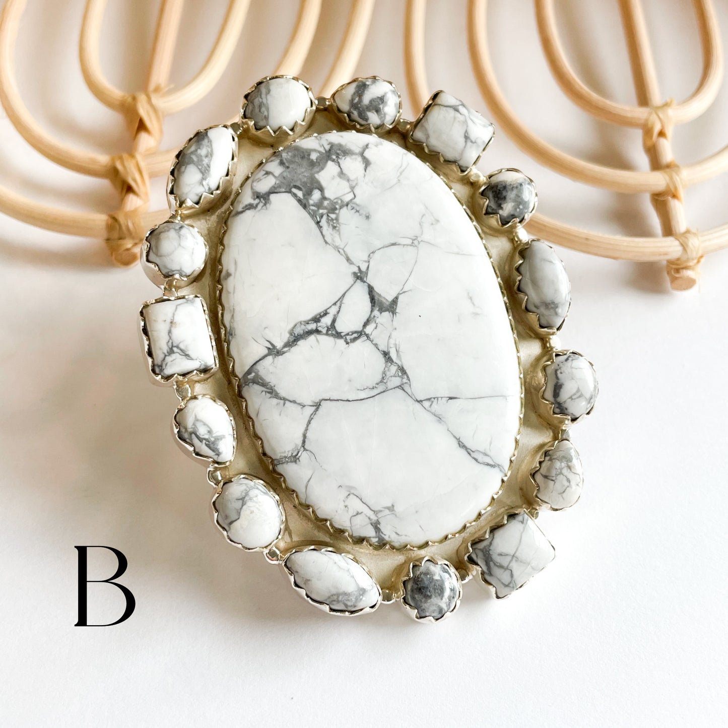 Howlite Statement Ring - Solid Sterling Silver