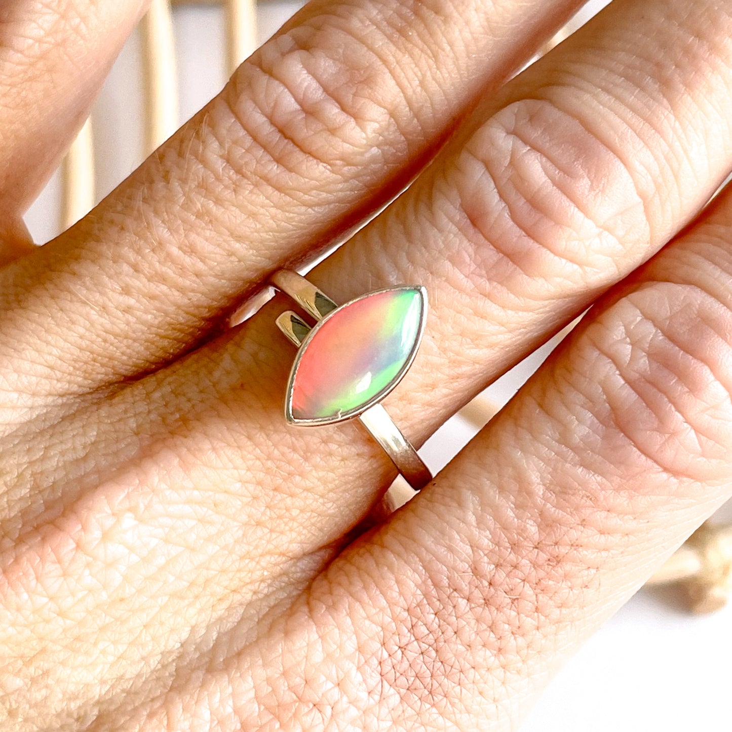 Pink Galaxy Marquise Ring - Solid Sterling Silver