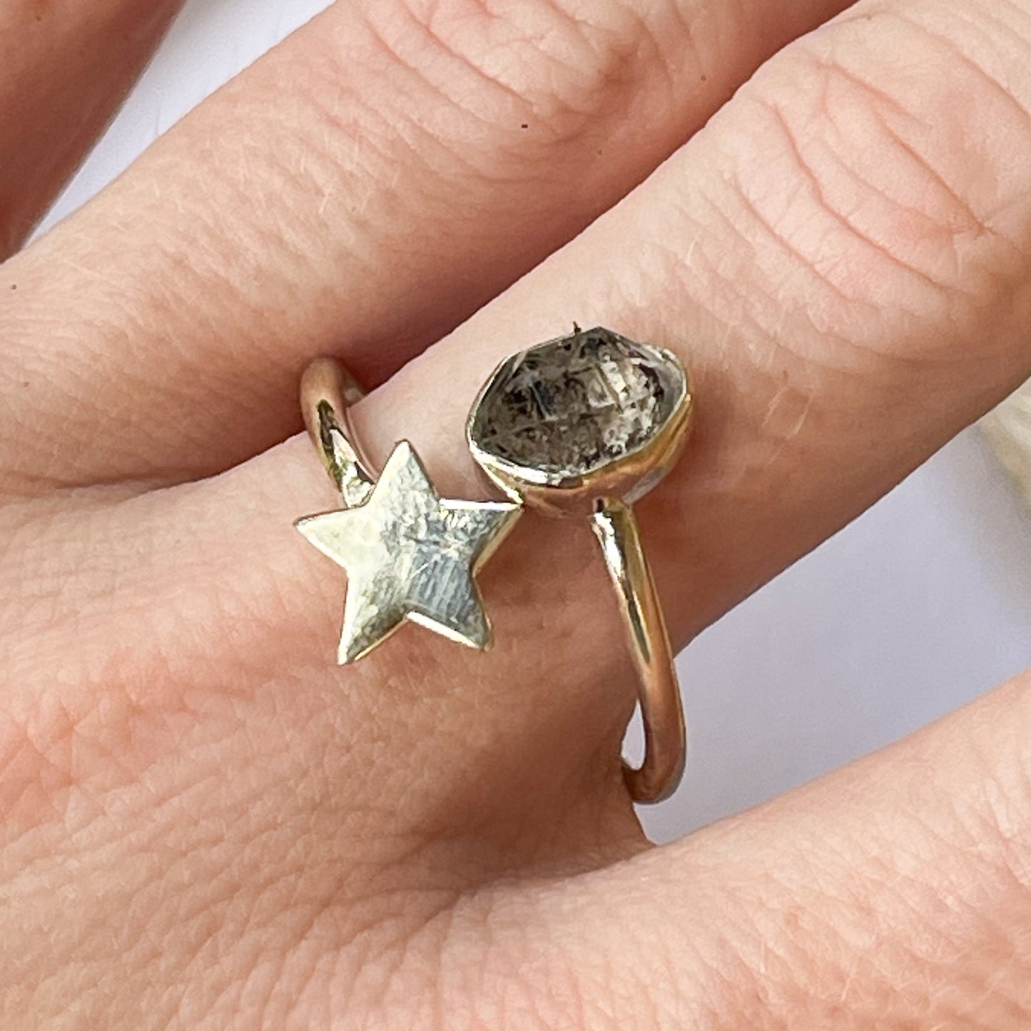 Shooting Star & Stones Bypass Ring - Solid Sterling Silver