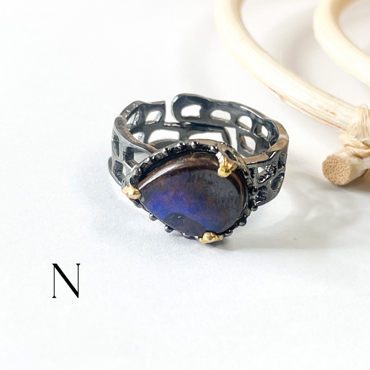 Boulder Opal Unique Band - Solid Sterling Silver