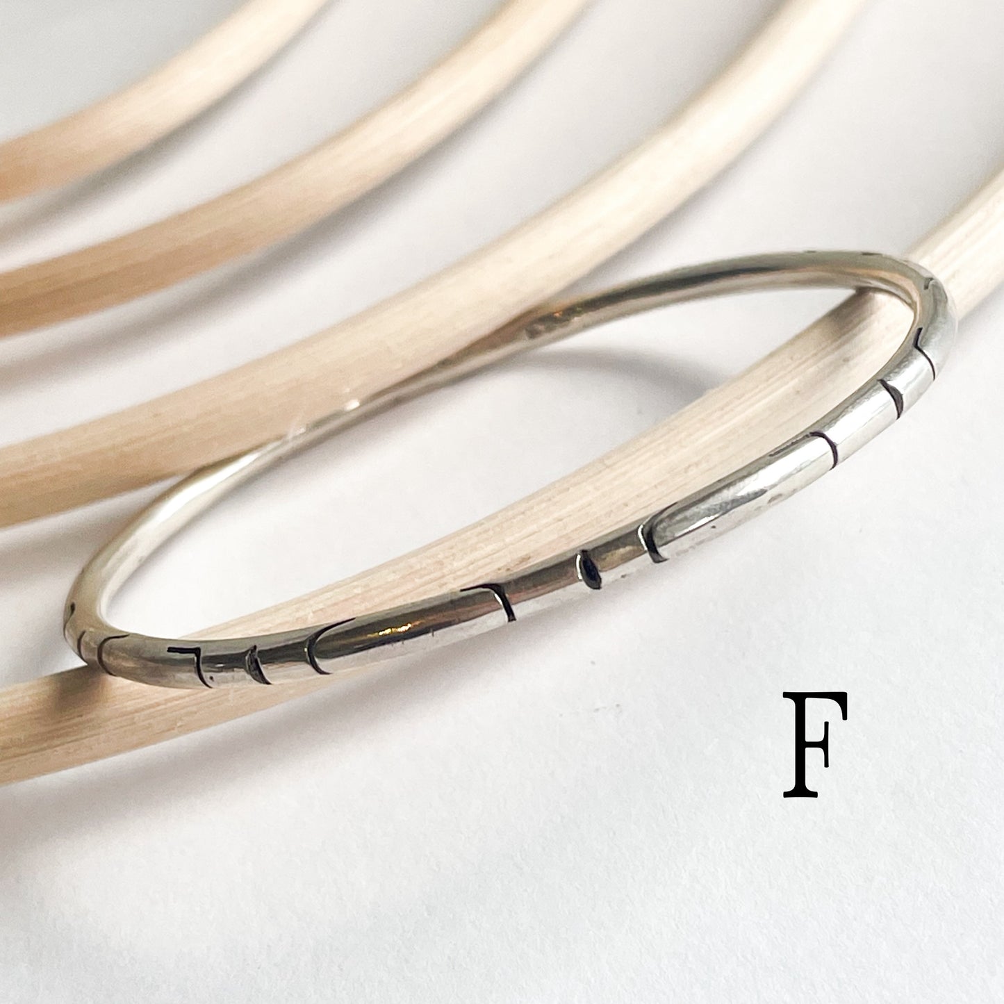 Tribal Cut Bangle Bracelet - Solid Sterling Silver