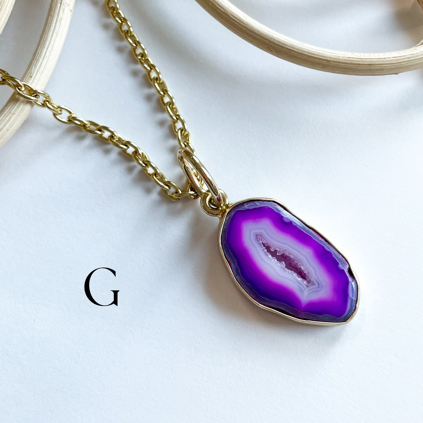 Pink Agate Druzy Agate Pendant - Both Metals