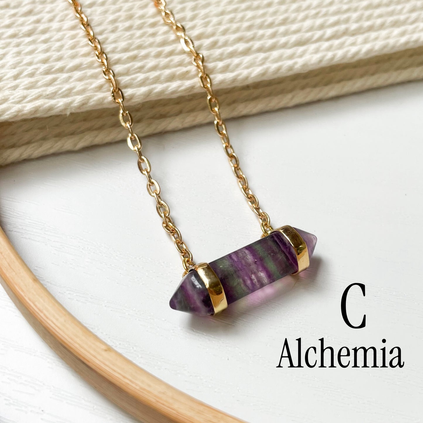 Fluorite Side Point Necklace - Both Metals