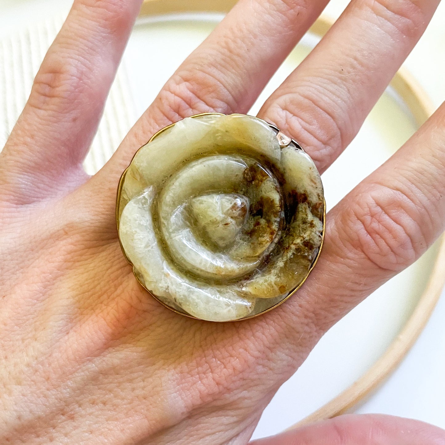 Jasper Rose Statement Ring - Both Metals