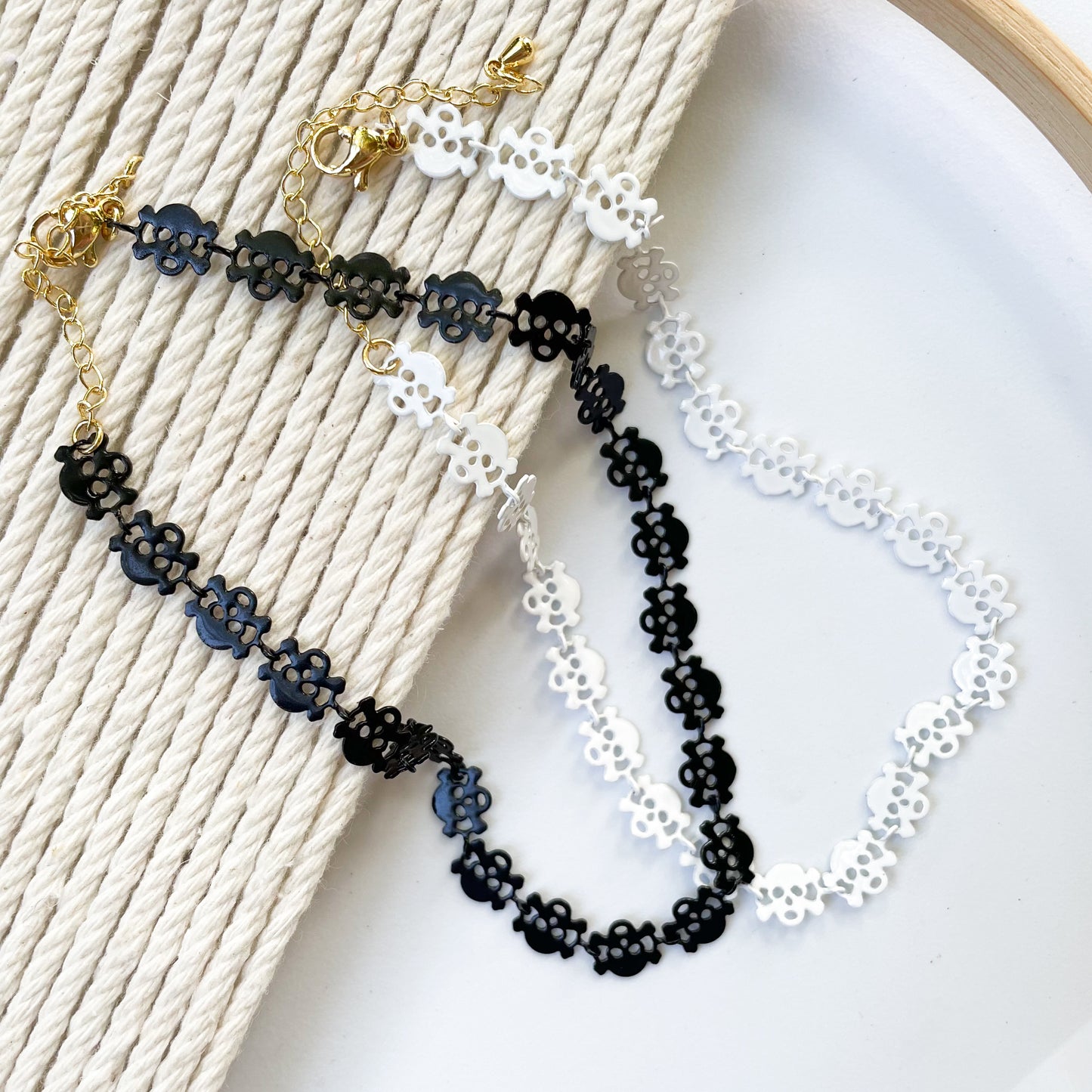 Skull Anklet - Enamel & 18k Gold Filled