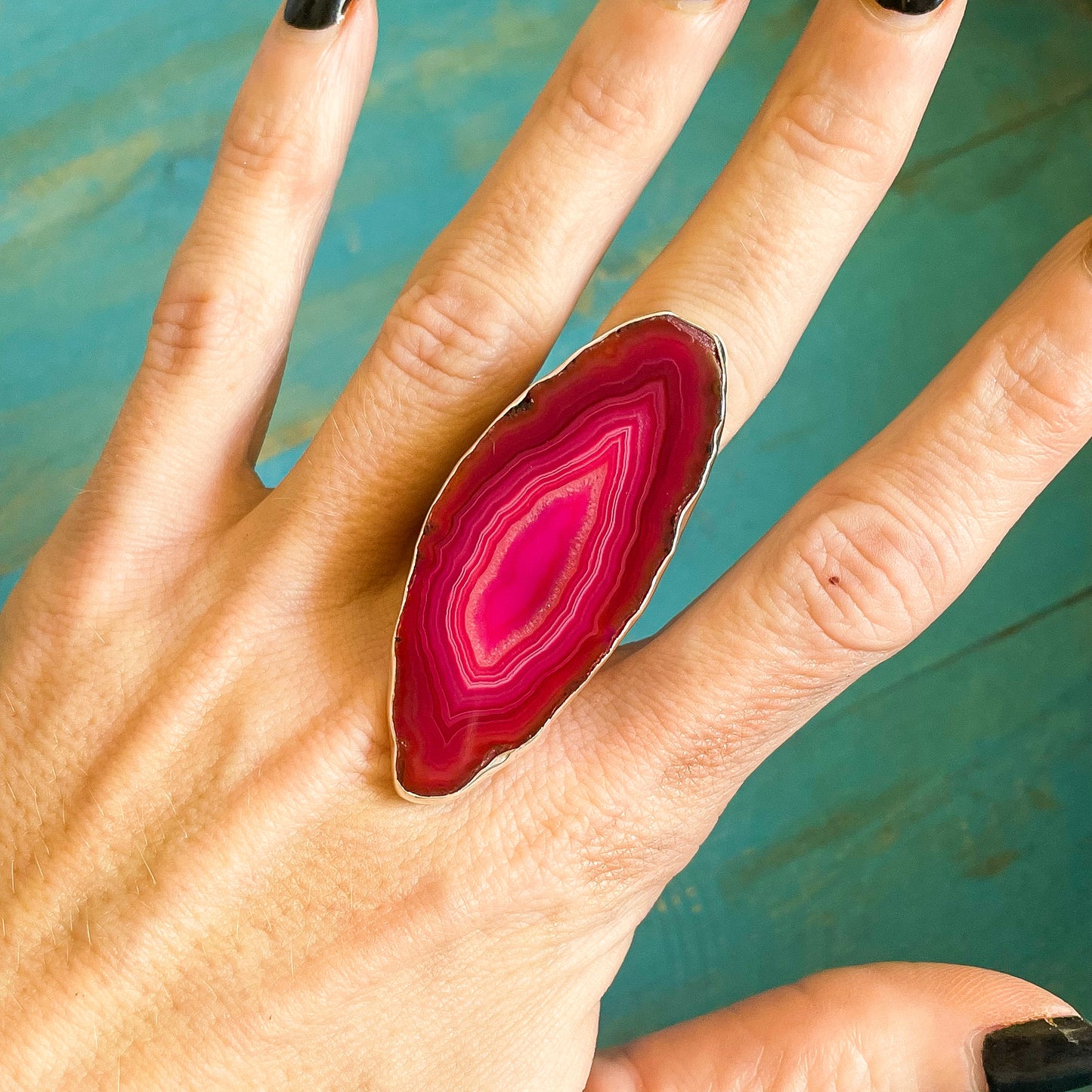 Colorful Agate Slice Rings & Pendants - Both Metals