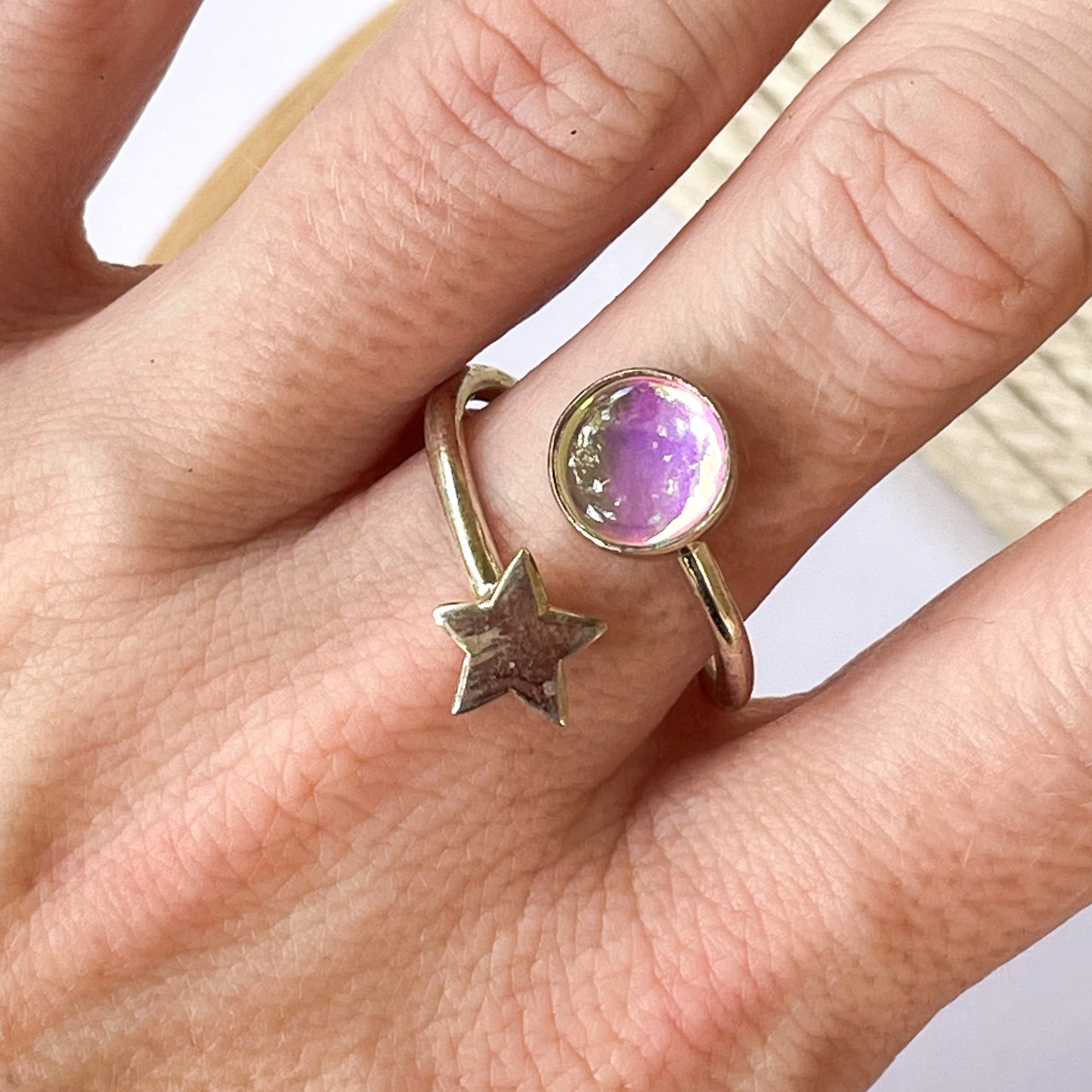 Shooting Star & Stones Bypass Ring - Solid Sterling Silver