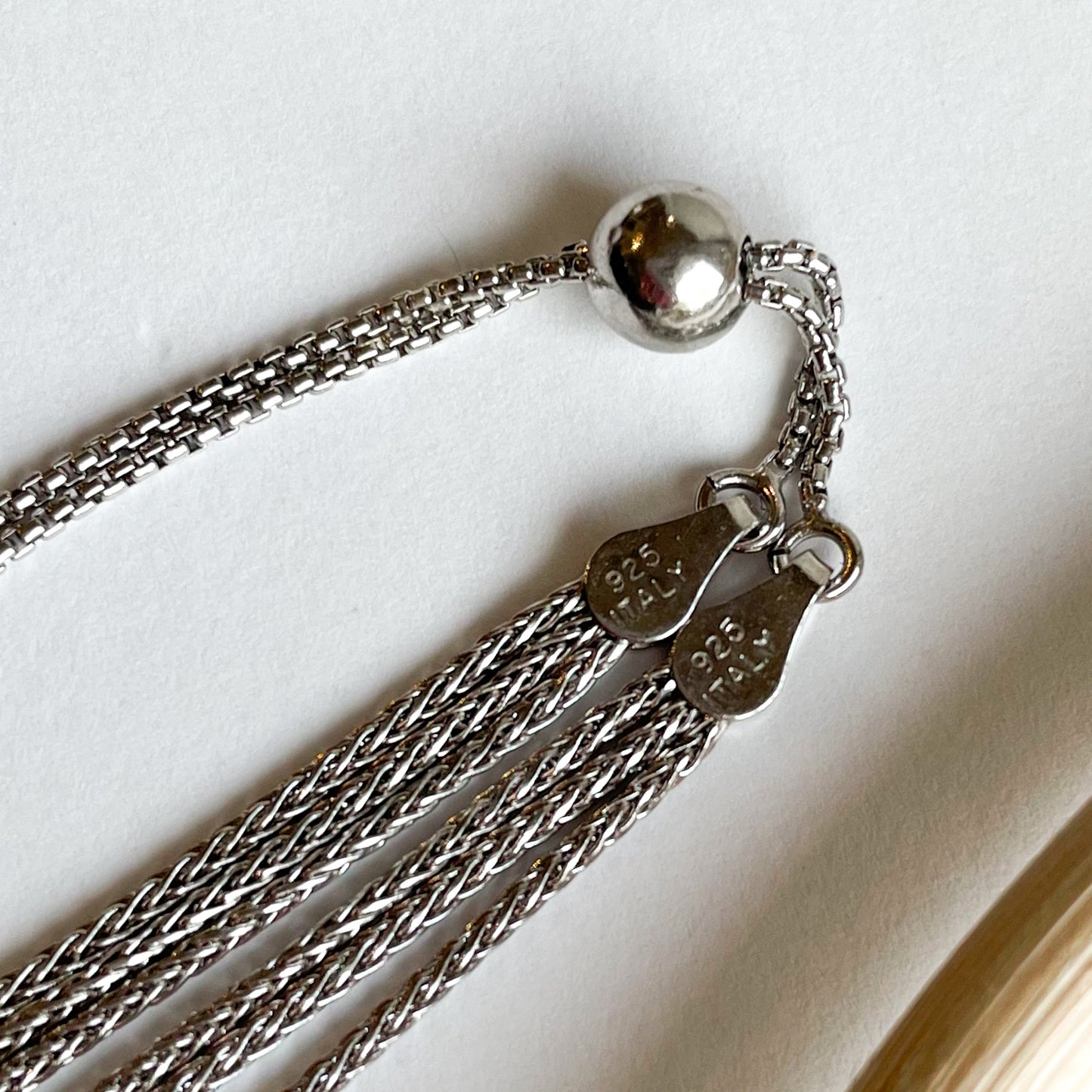 Triple Wheat Chain Bolo Bracelet - Solid Sterling Silver