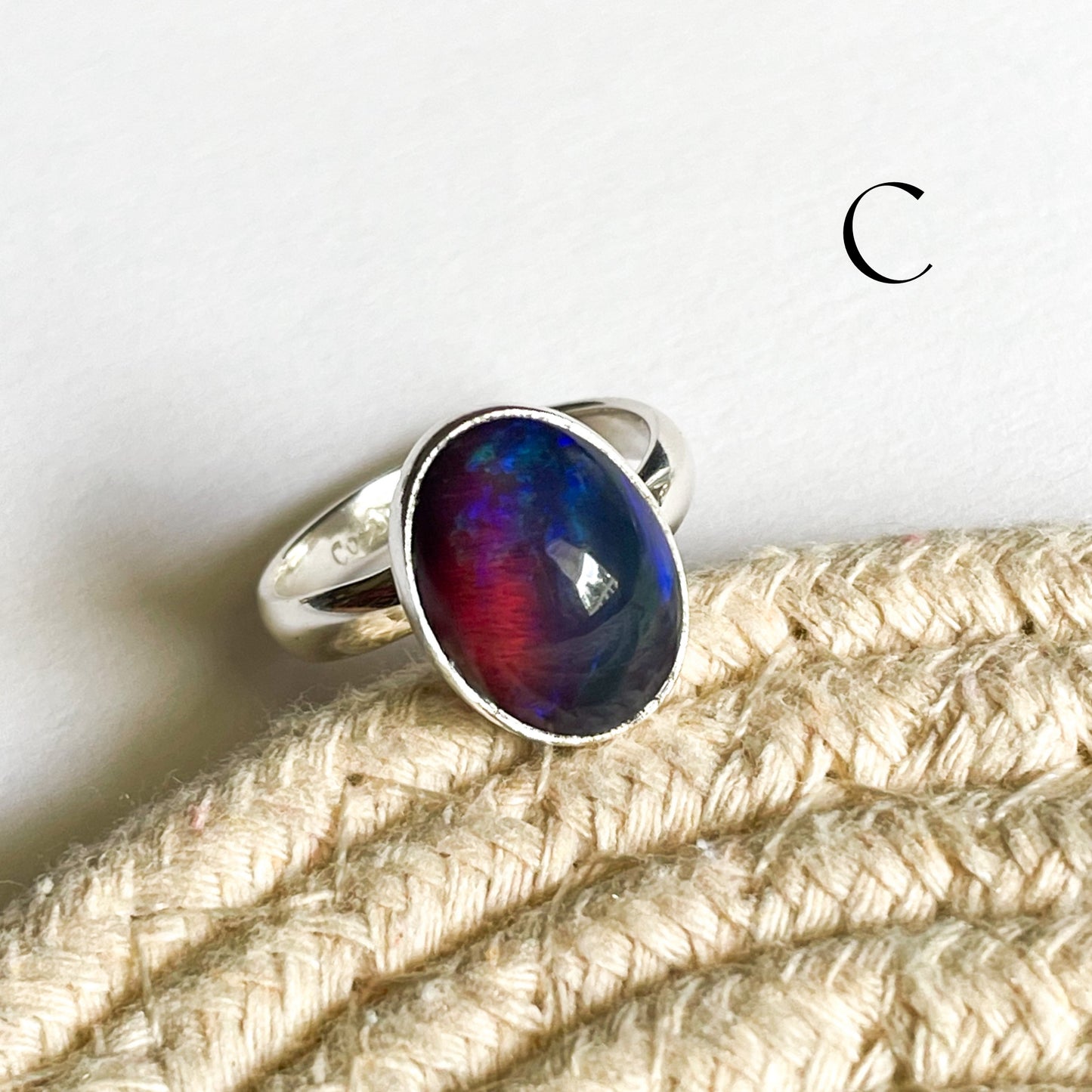 Black Opal Ring - Sterling Silver
