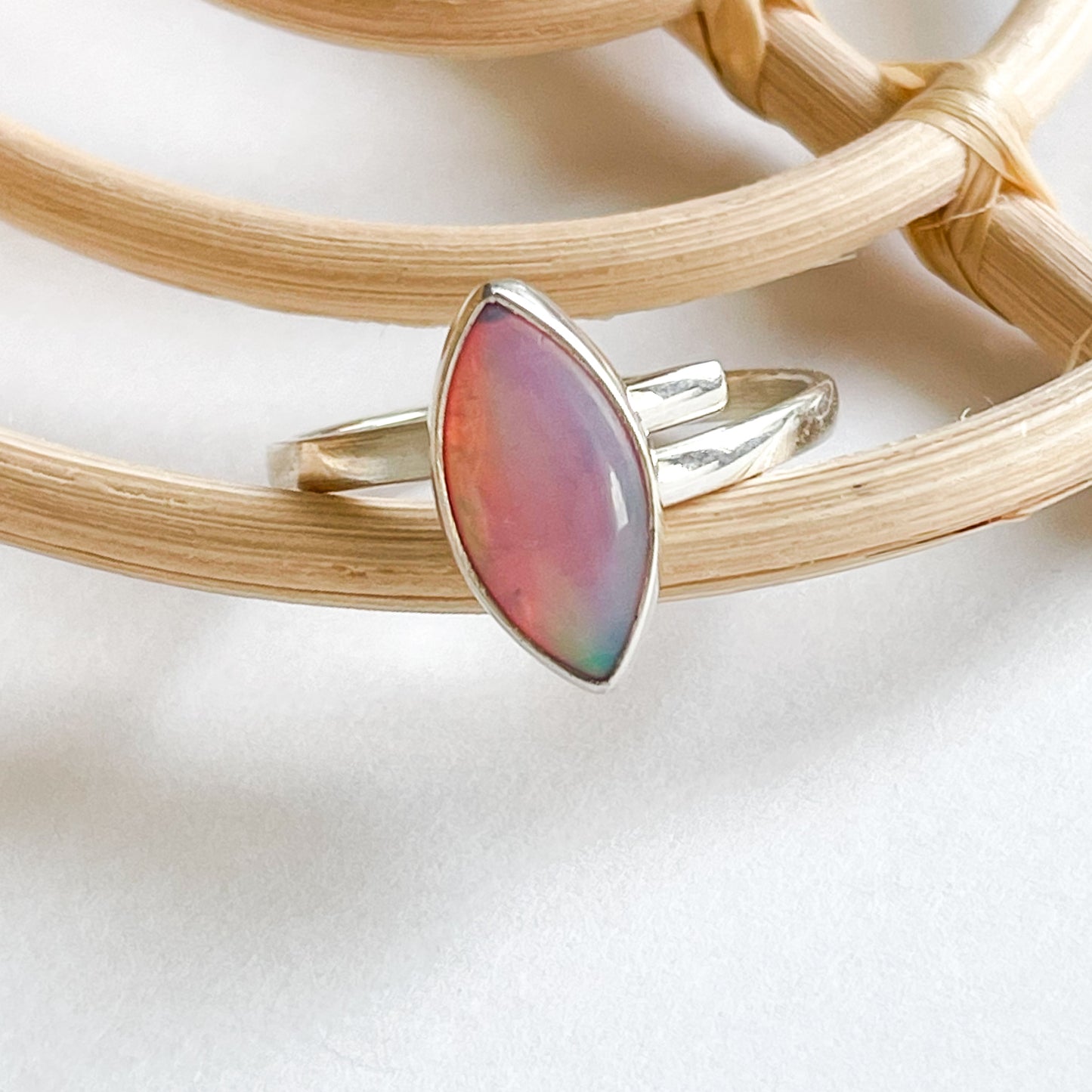 Pink Galaxy Marquise Ring - Solid Sterling Silver
