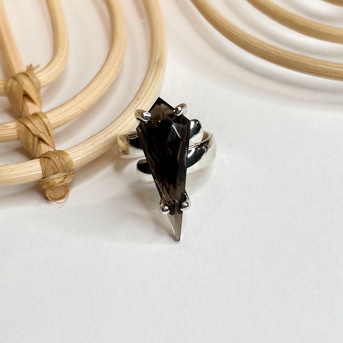 Gemstone Slender Kite Prong Ring - Both Metals