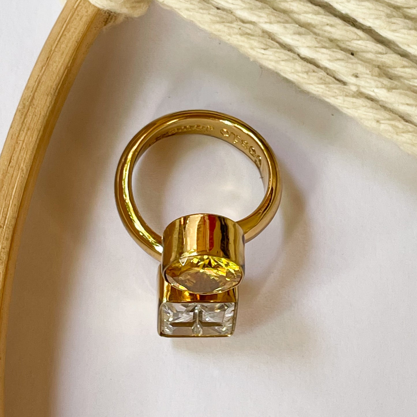 Yellow & Clear CZ Bypass Ring - Alchemia