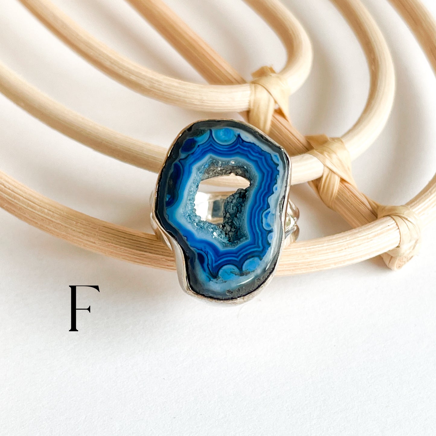 Agate Slice Ring - Solid Sterling Silver