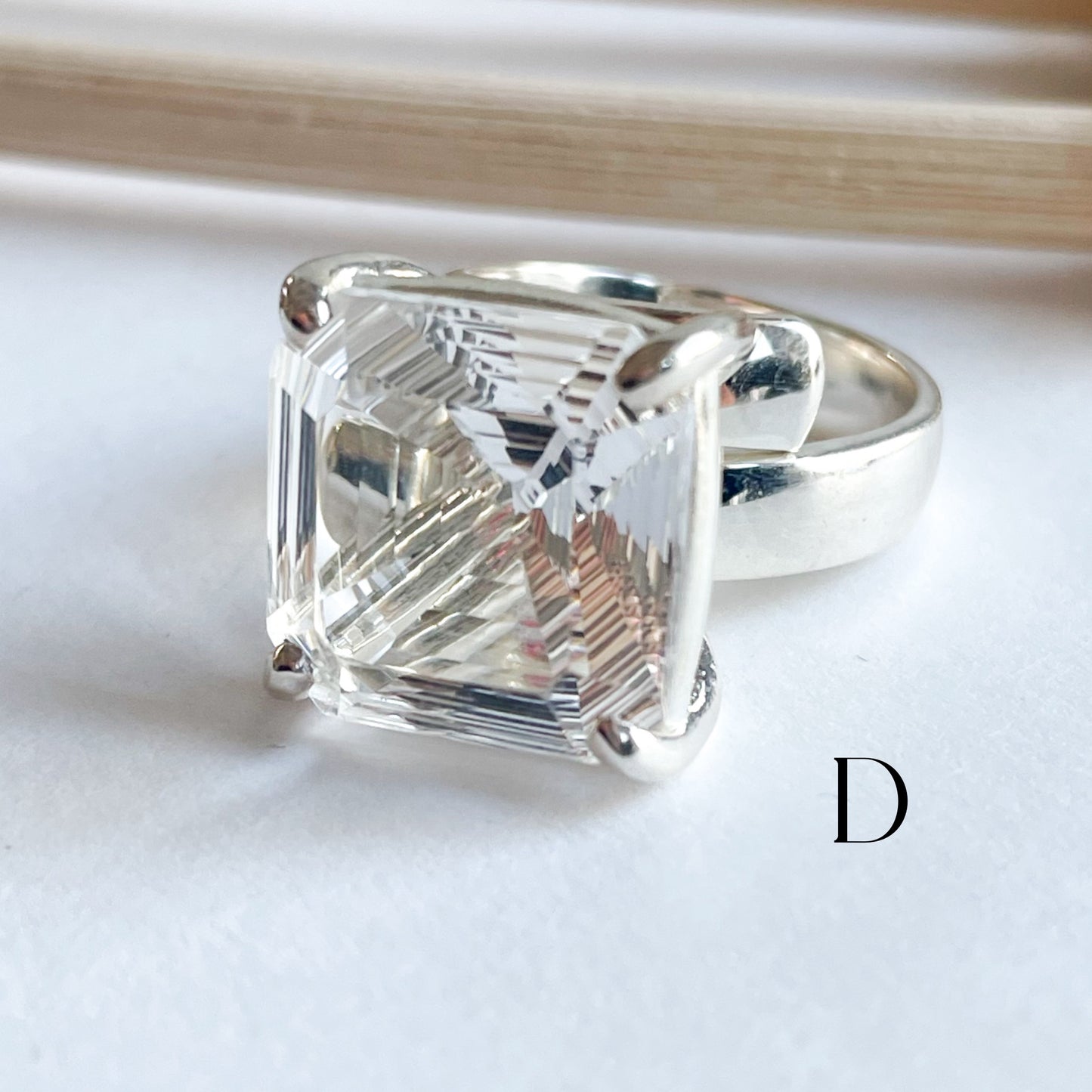 Statement Clear Quartz Prong - Solid Sterling Silver
