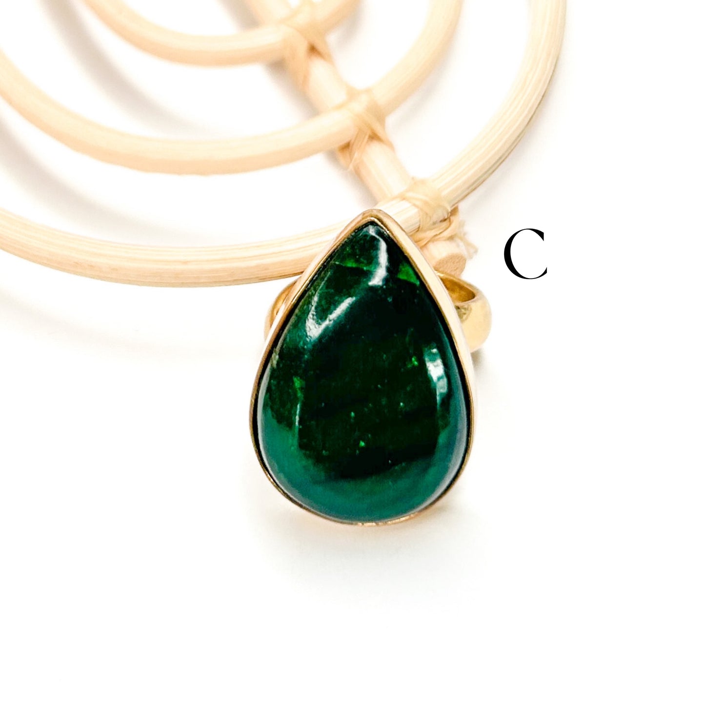 Green Rainbow Moonstone Ring - Alchemia