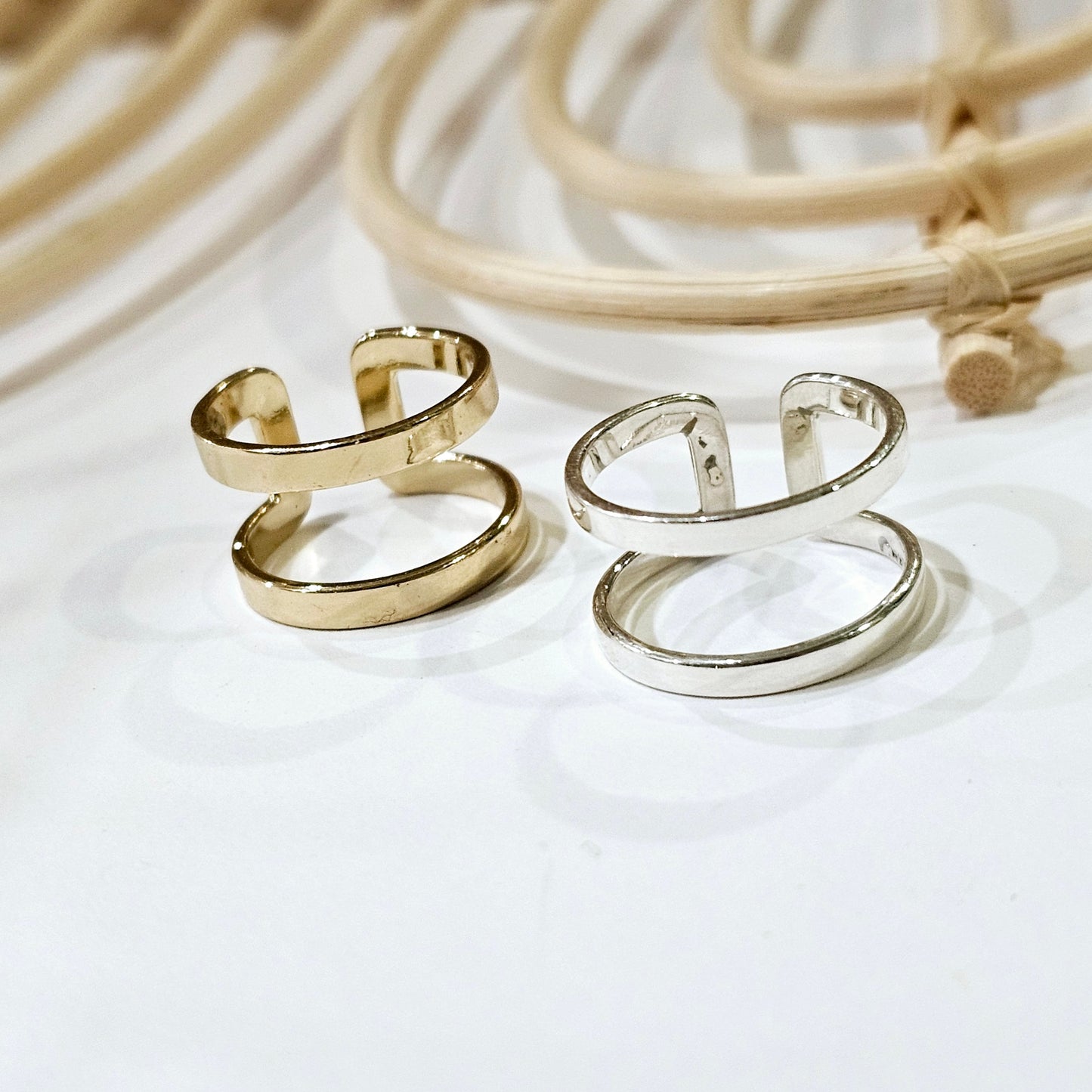 Double Bar Midi Ring - Both Metals