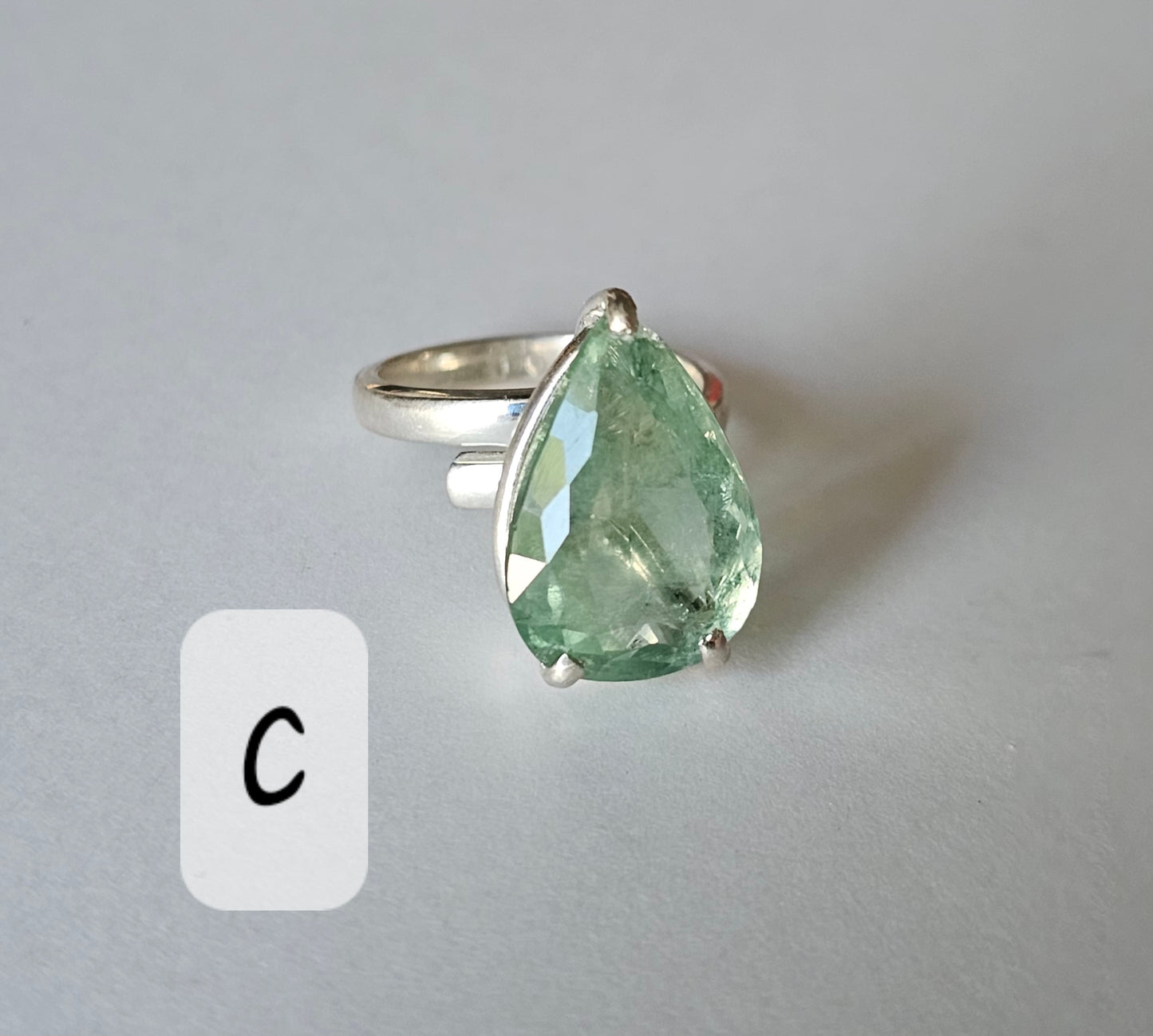 Fluorite Prong Rings - Solid Sterling Silver