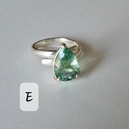 Fluorite Prong Rings - Solid Sterling Silver