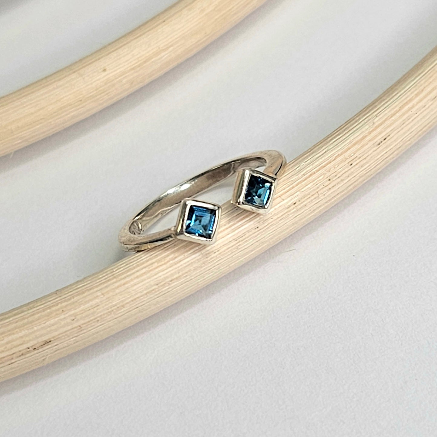 Blue Topaz Midi Ring - Solid Sterling Silver