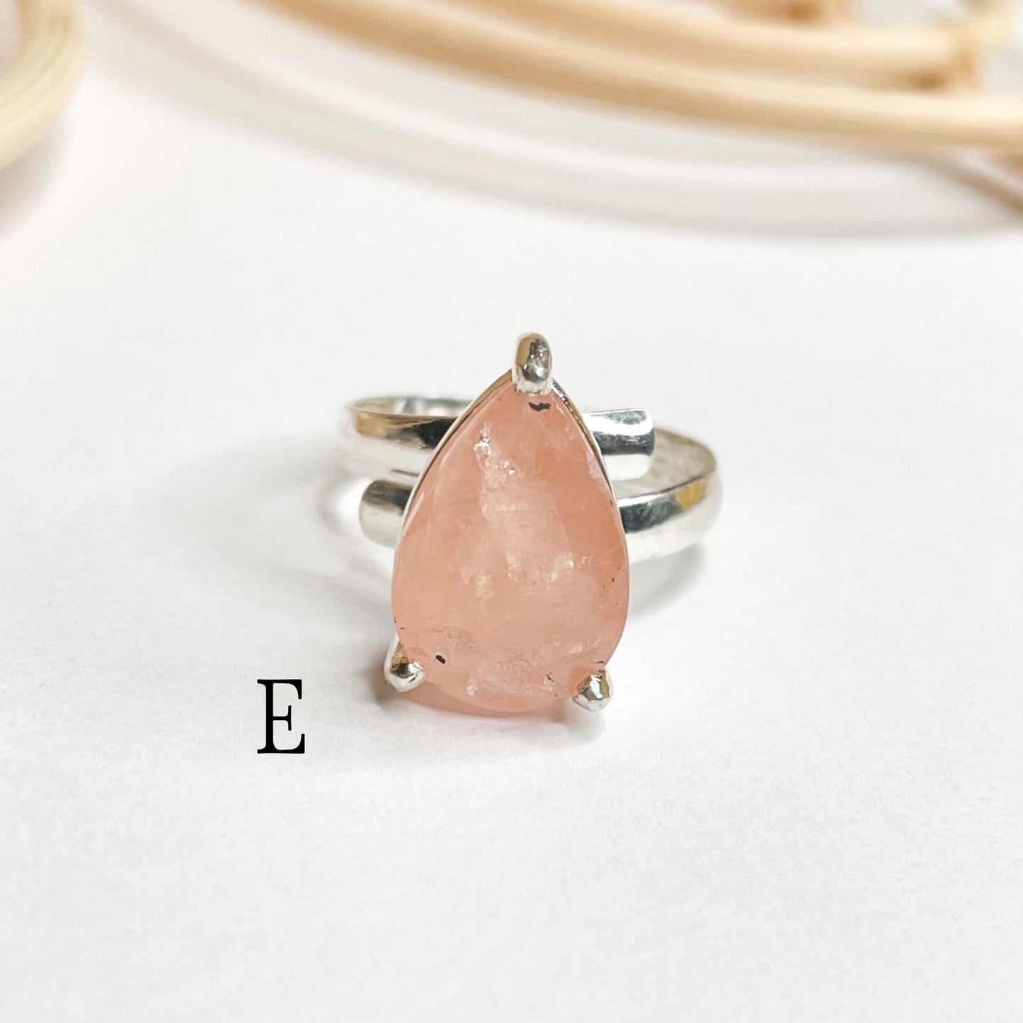 Peach Morganite Prong Ring - Solid Sterling Silver
