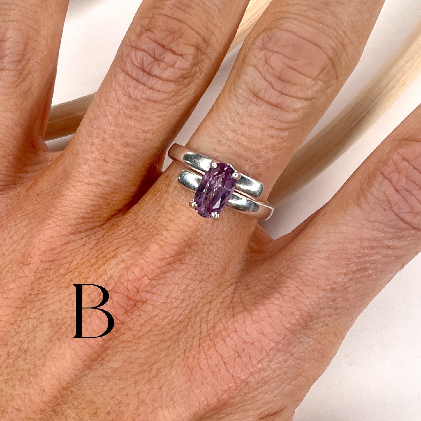 Color Changing Sapphire Prong Ring - Solid Sterling Silver