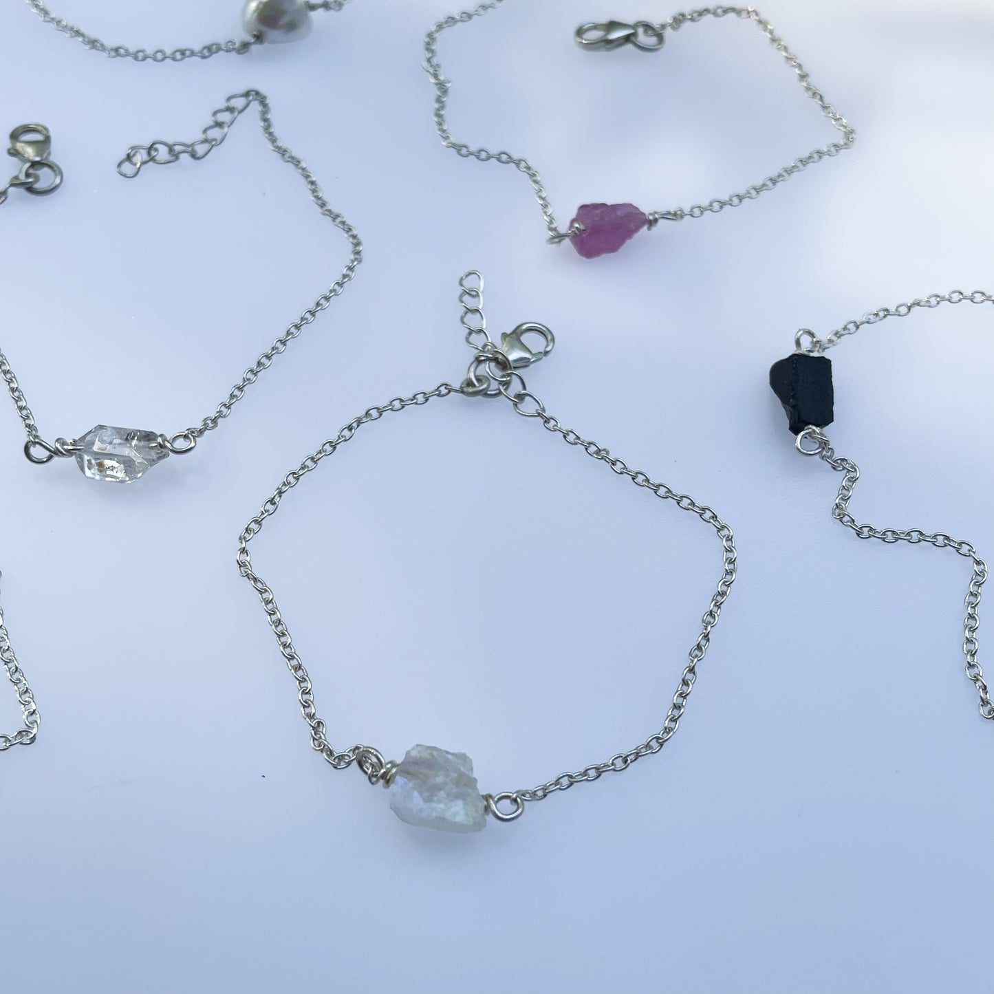 Minimalist Stone Bracelet - Solid Sterling silver