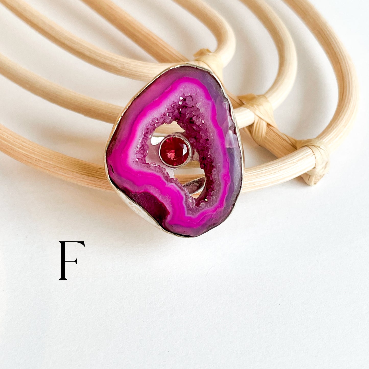 Agate With Gemstone Ring - Solid Sterling Silver