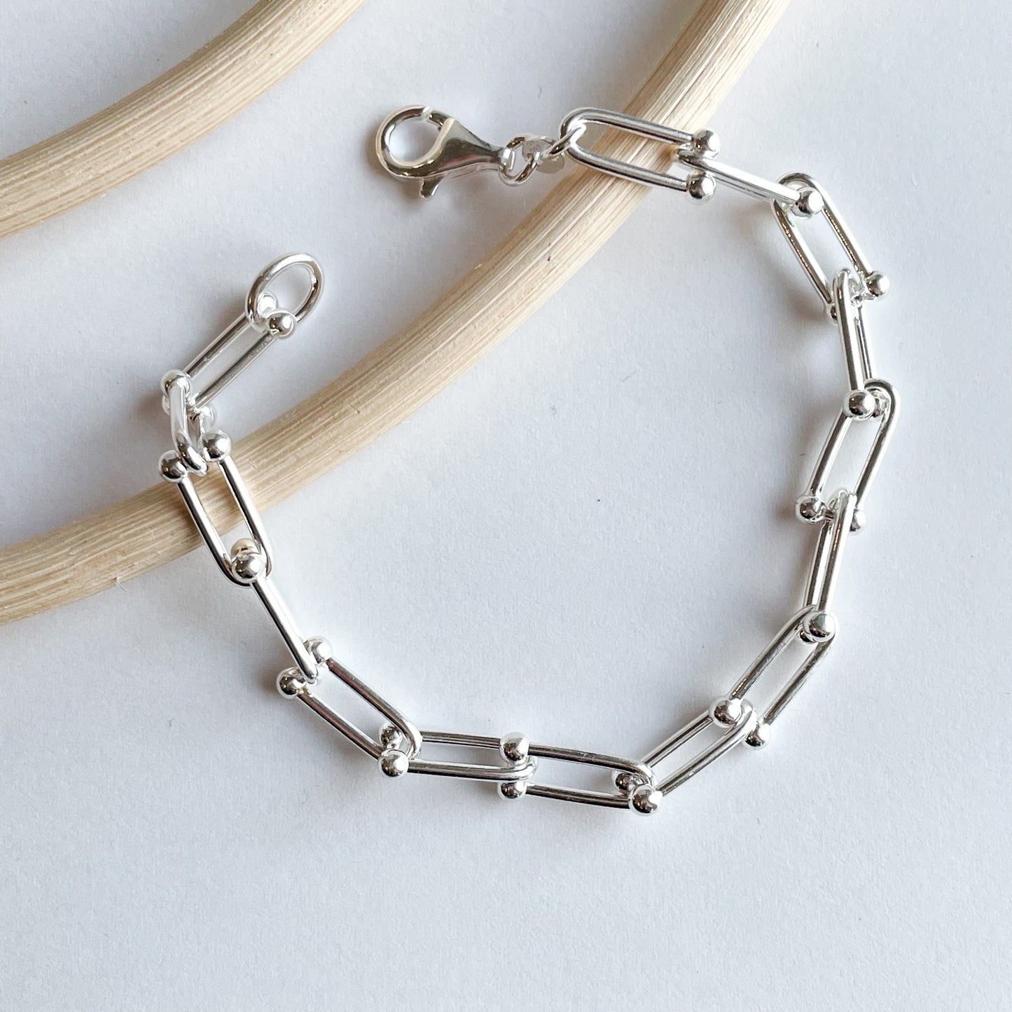 Horseshoe Chain Bracelet - Solid Sterling Silver