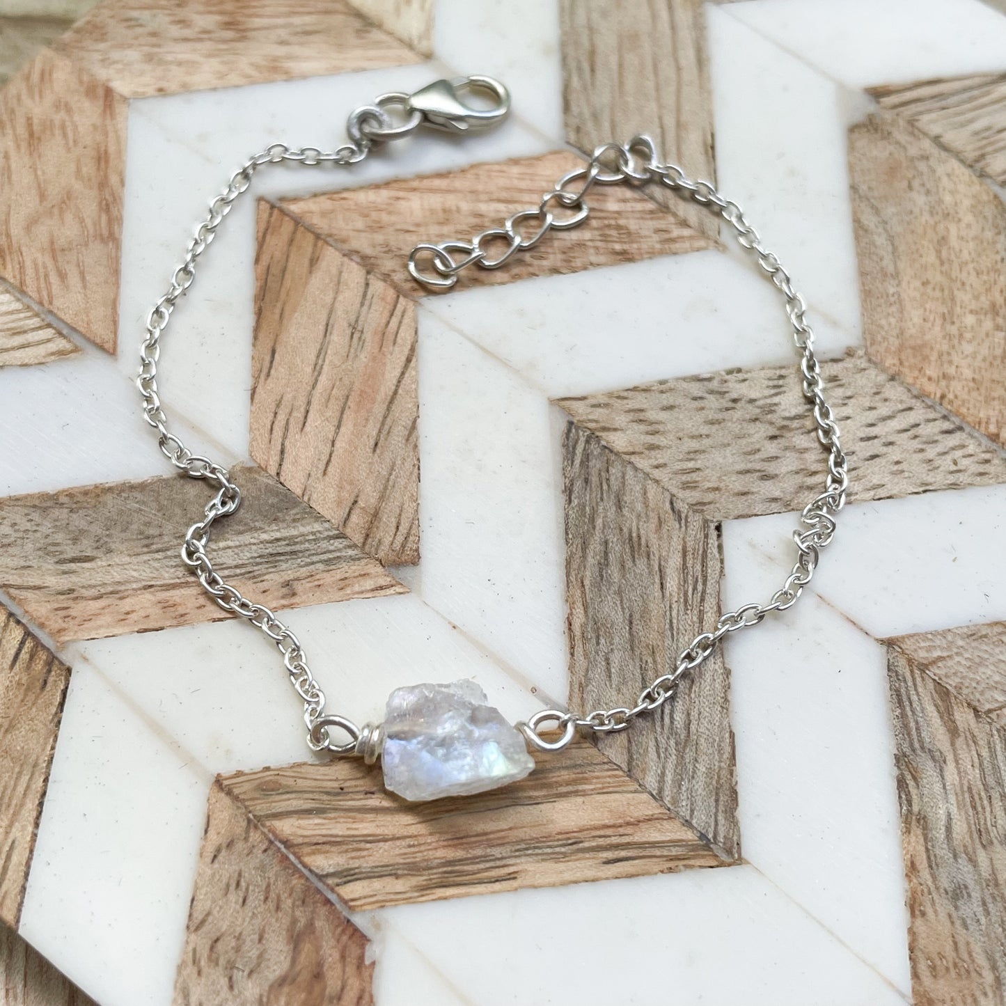 Minimalist Stone Bracelet - Solid Sterling silver