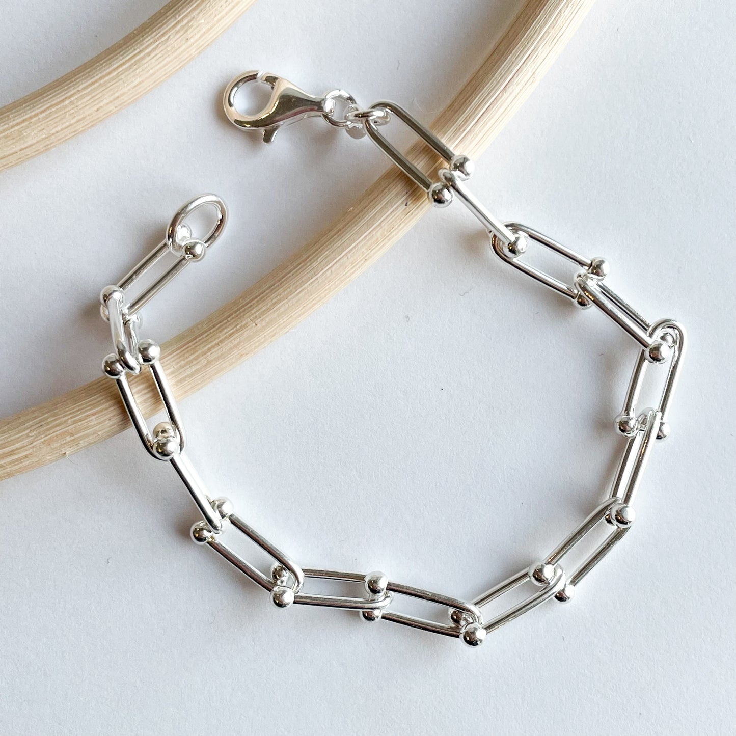 Horseshoe Chain Bracelet - Solid Sterling Silver
