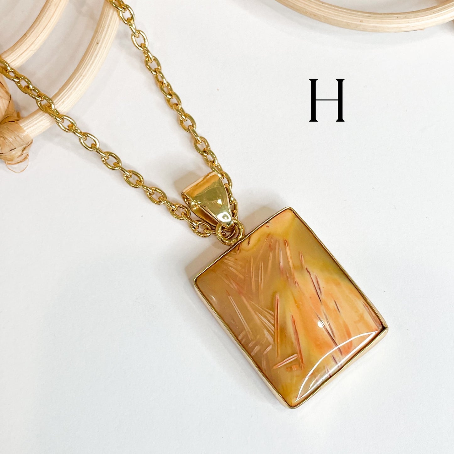 Statement Feather Agate Pendant - Alchemia