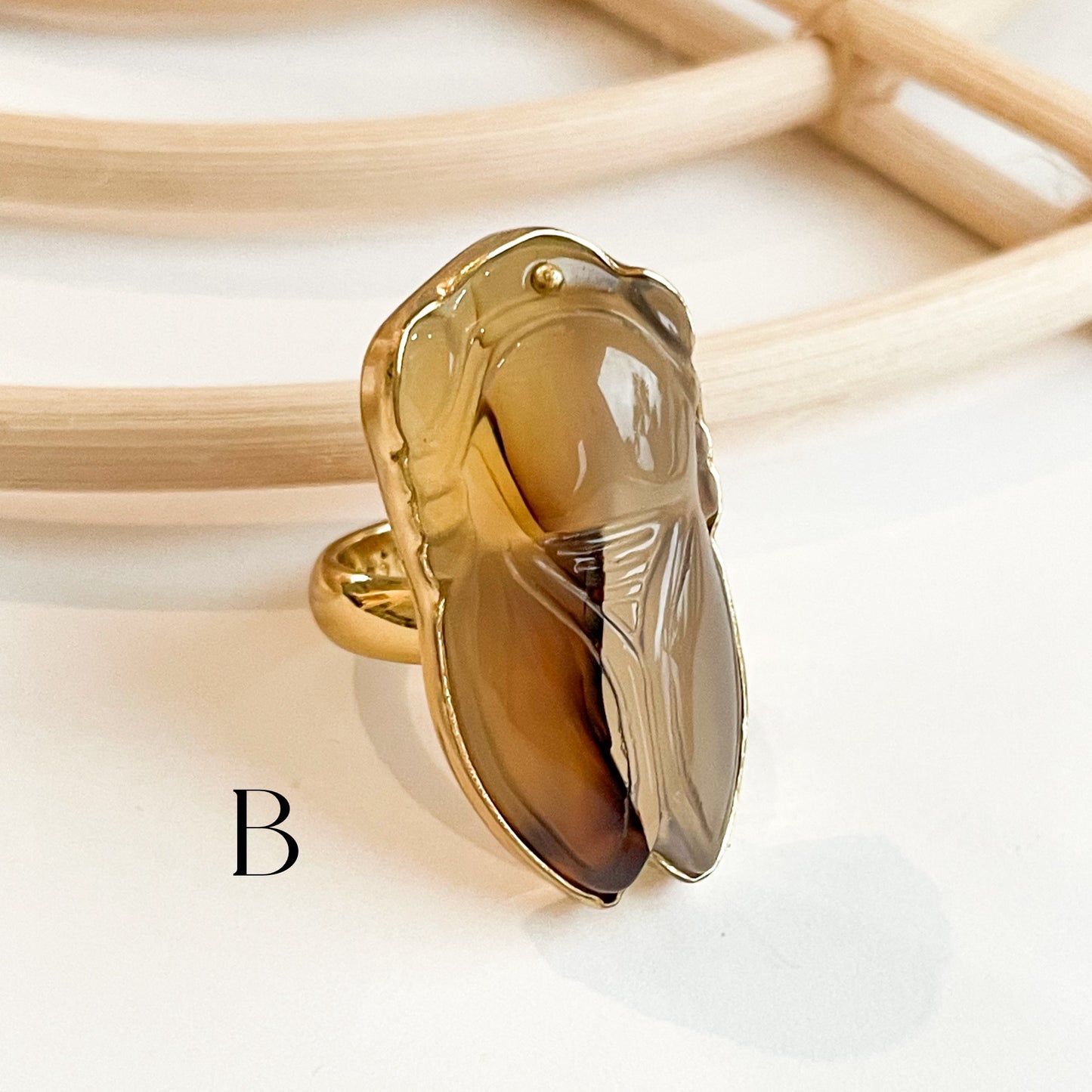 Agate Cicada Feng Shui Ring - Alchemia
