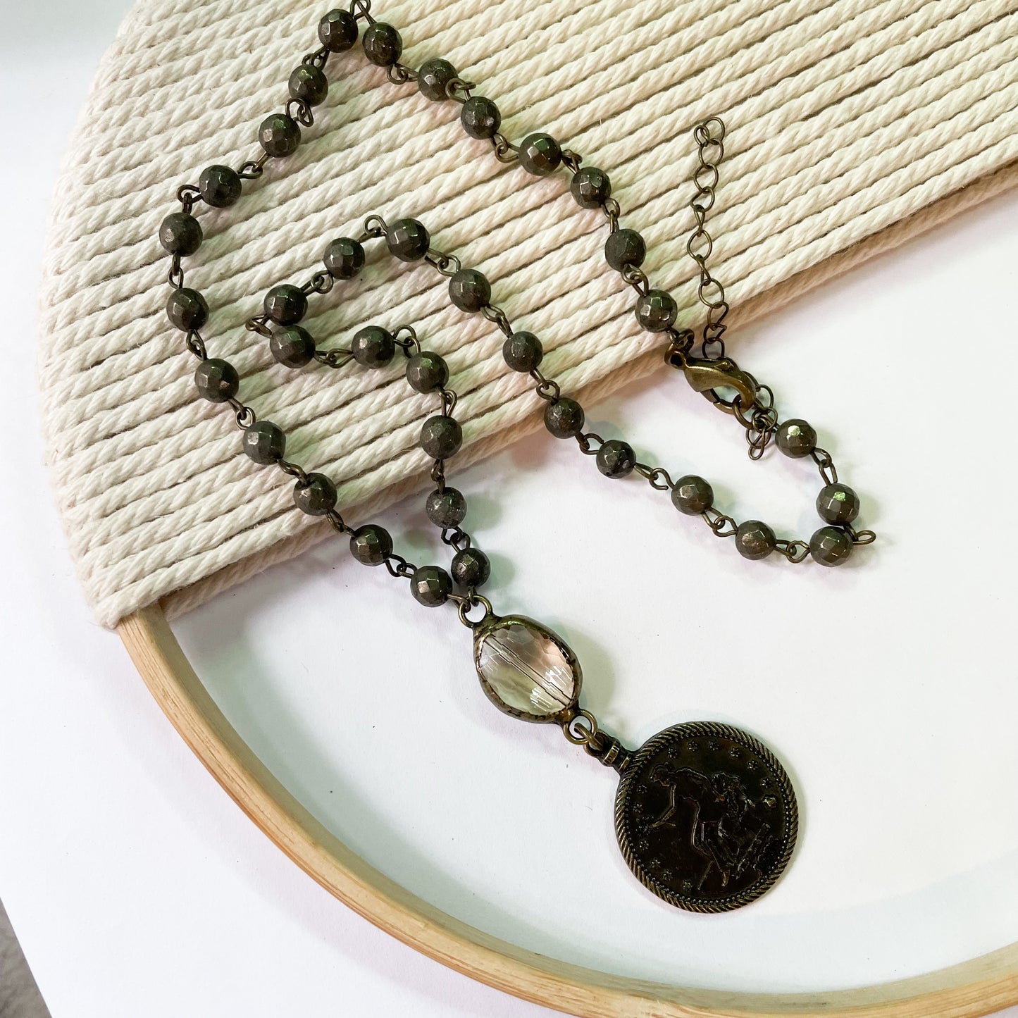 Chunky Hematite & Coin Necklace - Dainty Boho
