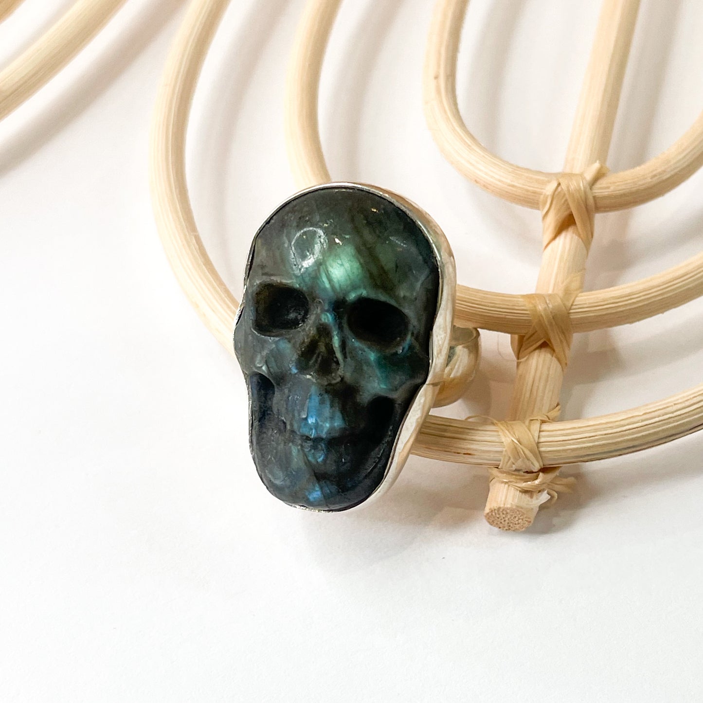 Labradorite Skull Rings-Solid Sterling Silver