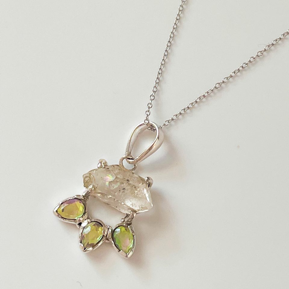 Herkimer & Mercury Paw Print Pendant - Solid Sterling Silver