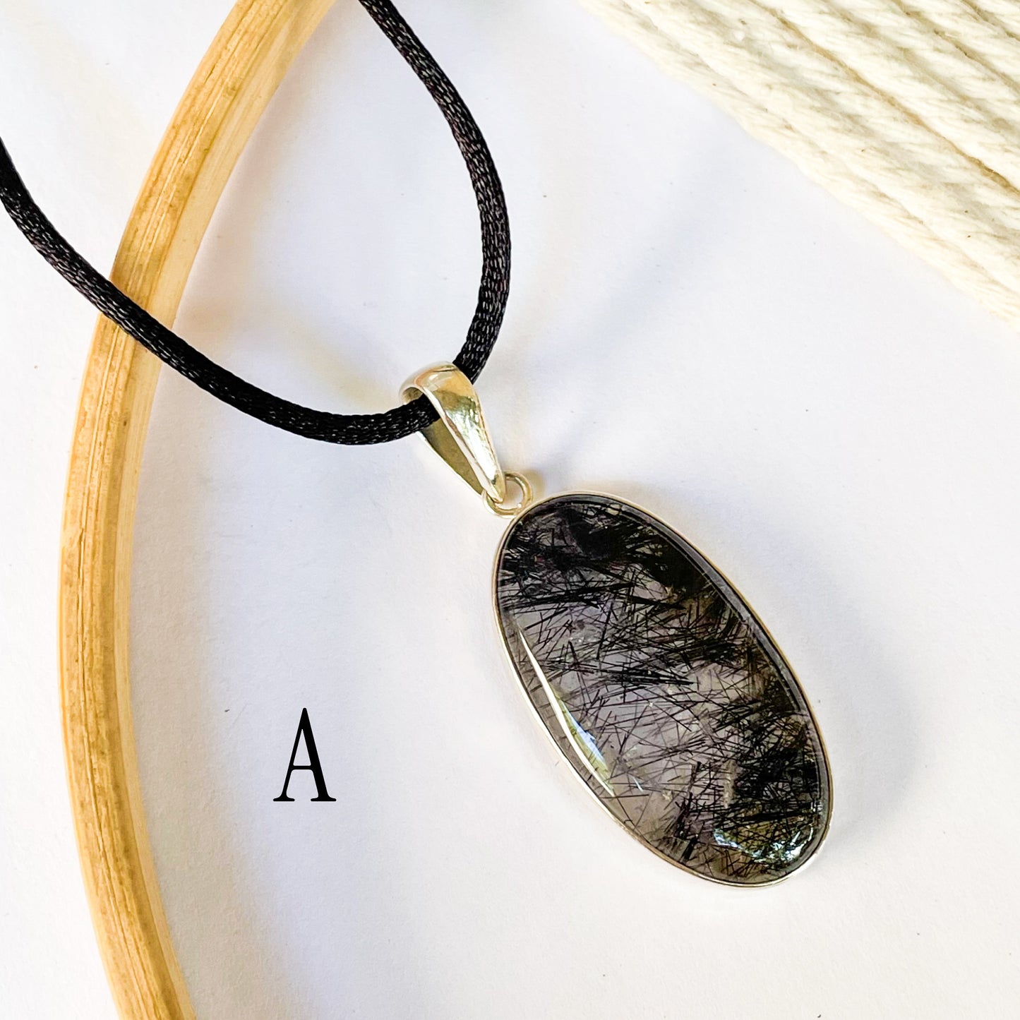 Black Rutilated Quartz Rings & Pendants - Solid Sterling Silver