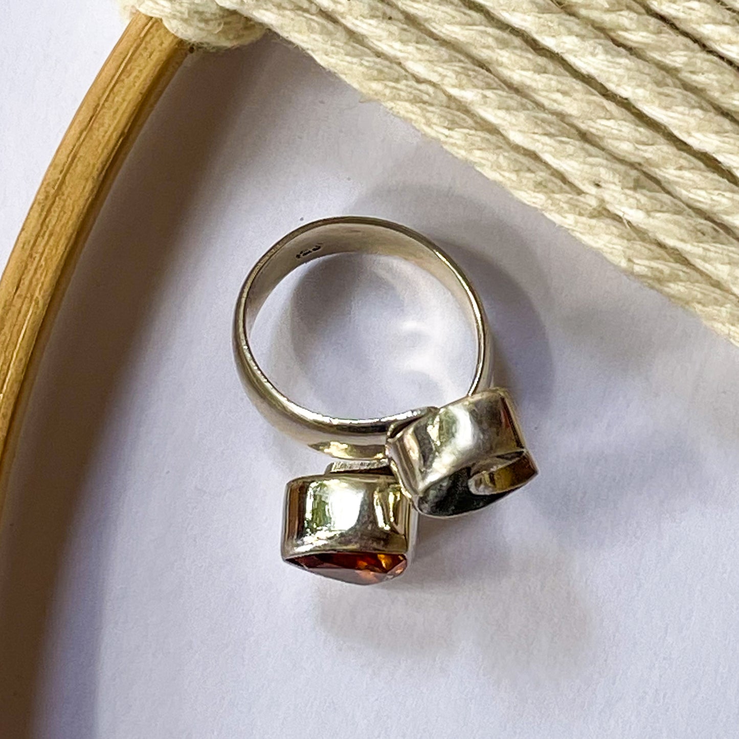 Trillion CZ & Moon Bypass Ring - Solid Sterling Silver
