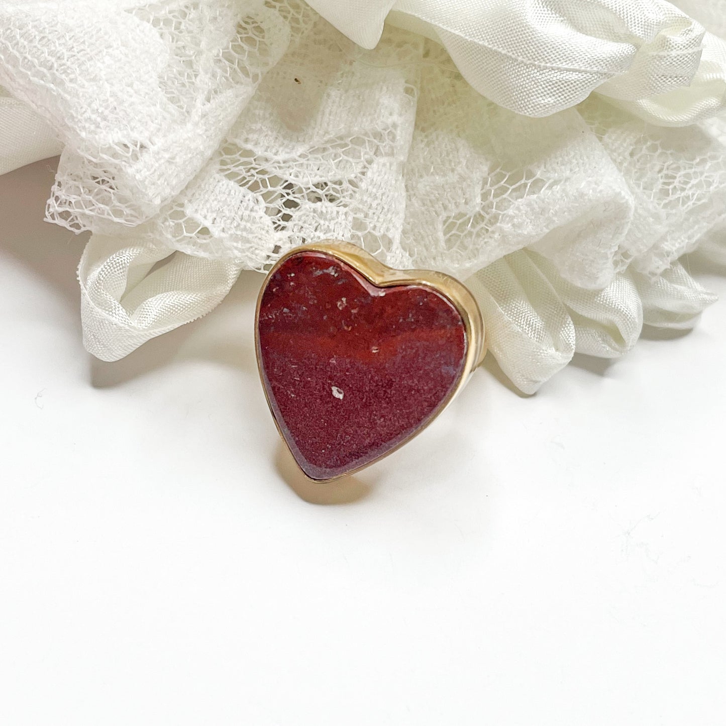 Red Moss Agate Heart Ring - Alchemia
