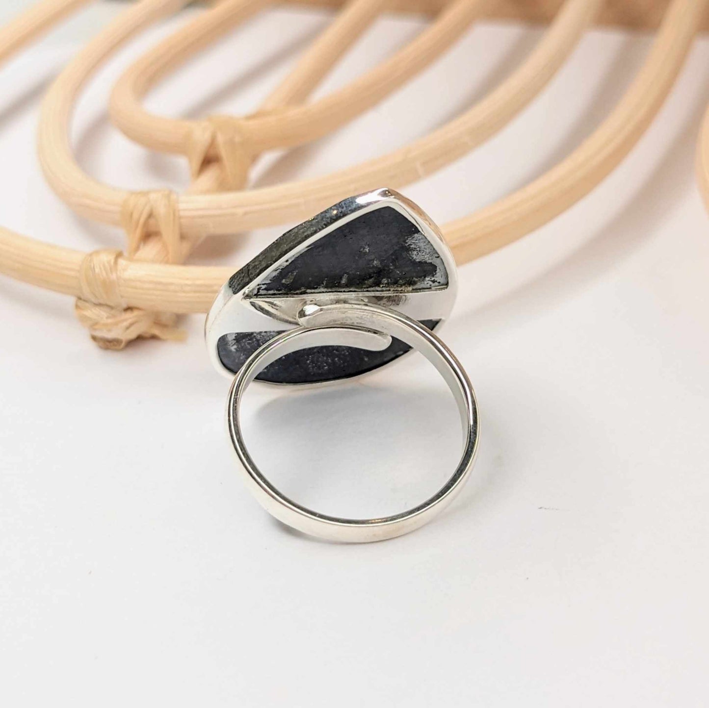 Blue Sapphire Teardrop Ring - Solid Sterling Silver