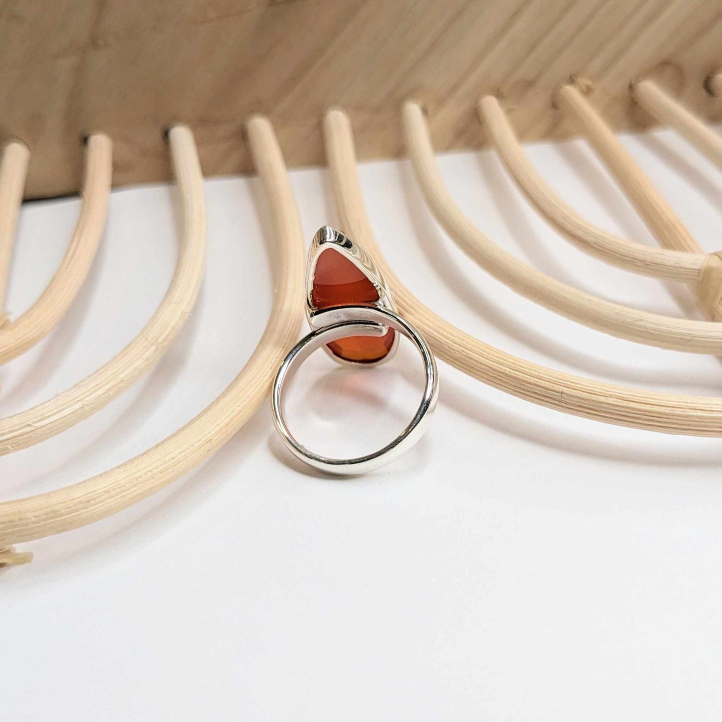 Carnelian Slender Ring - Solid Sterling Silver