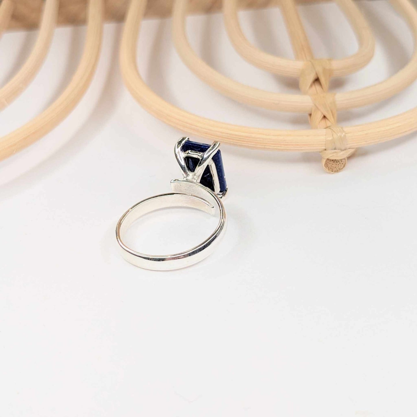 Lapis Lazuli Rectangle Doublet Prong Ring - SSS