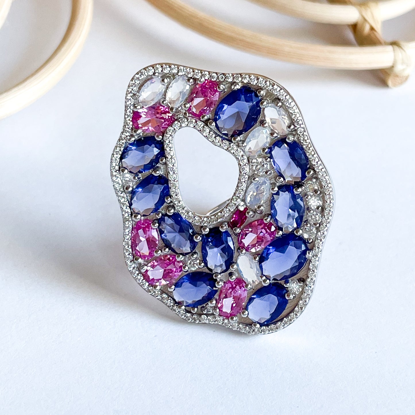 Dressy Blueshaded Ring - Solid Sterling Silver