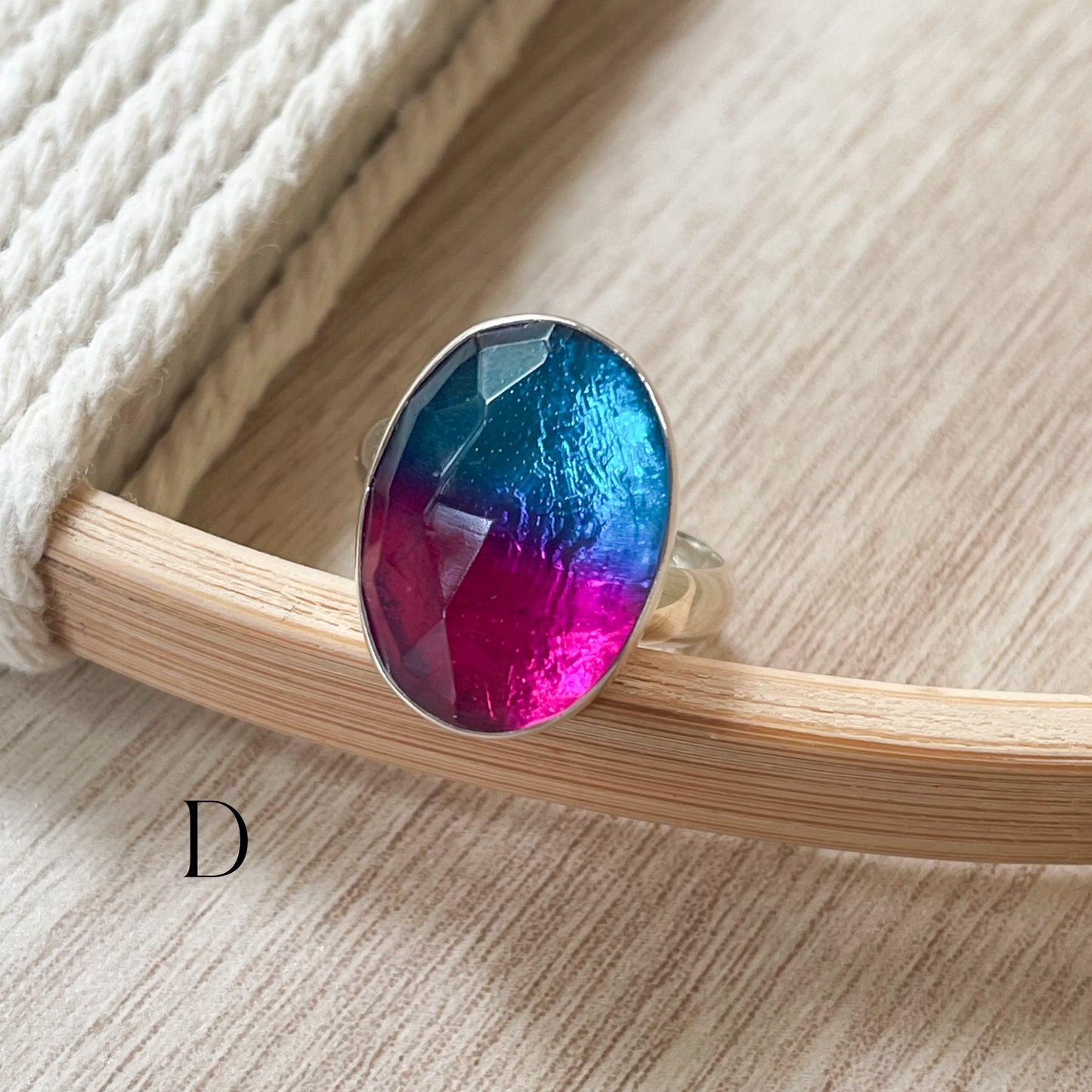 Blue and Pink Ombre Doublet Rings - Both Metals