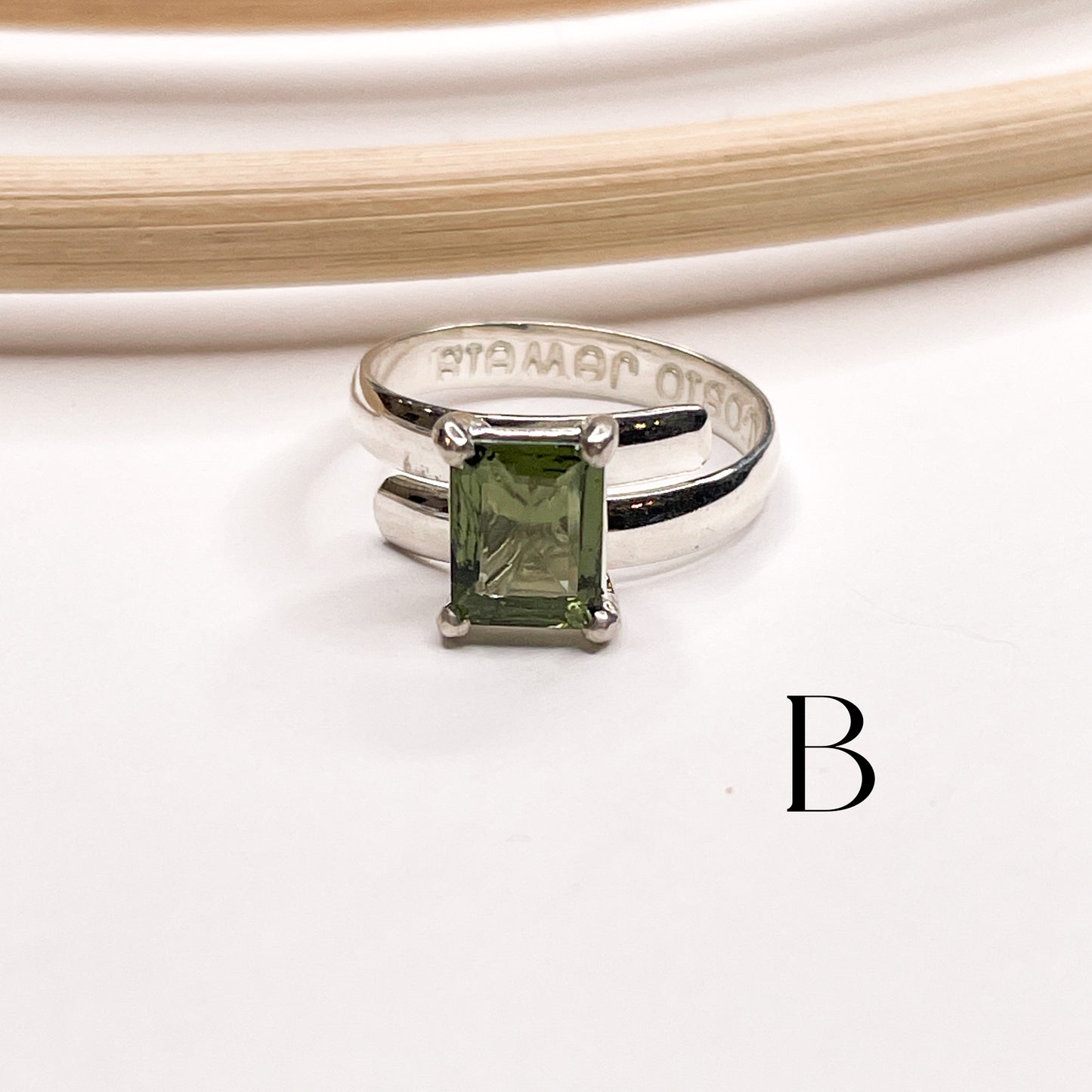 Certified Moldavite Prong Rings - Solid Sterling Silver