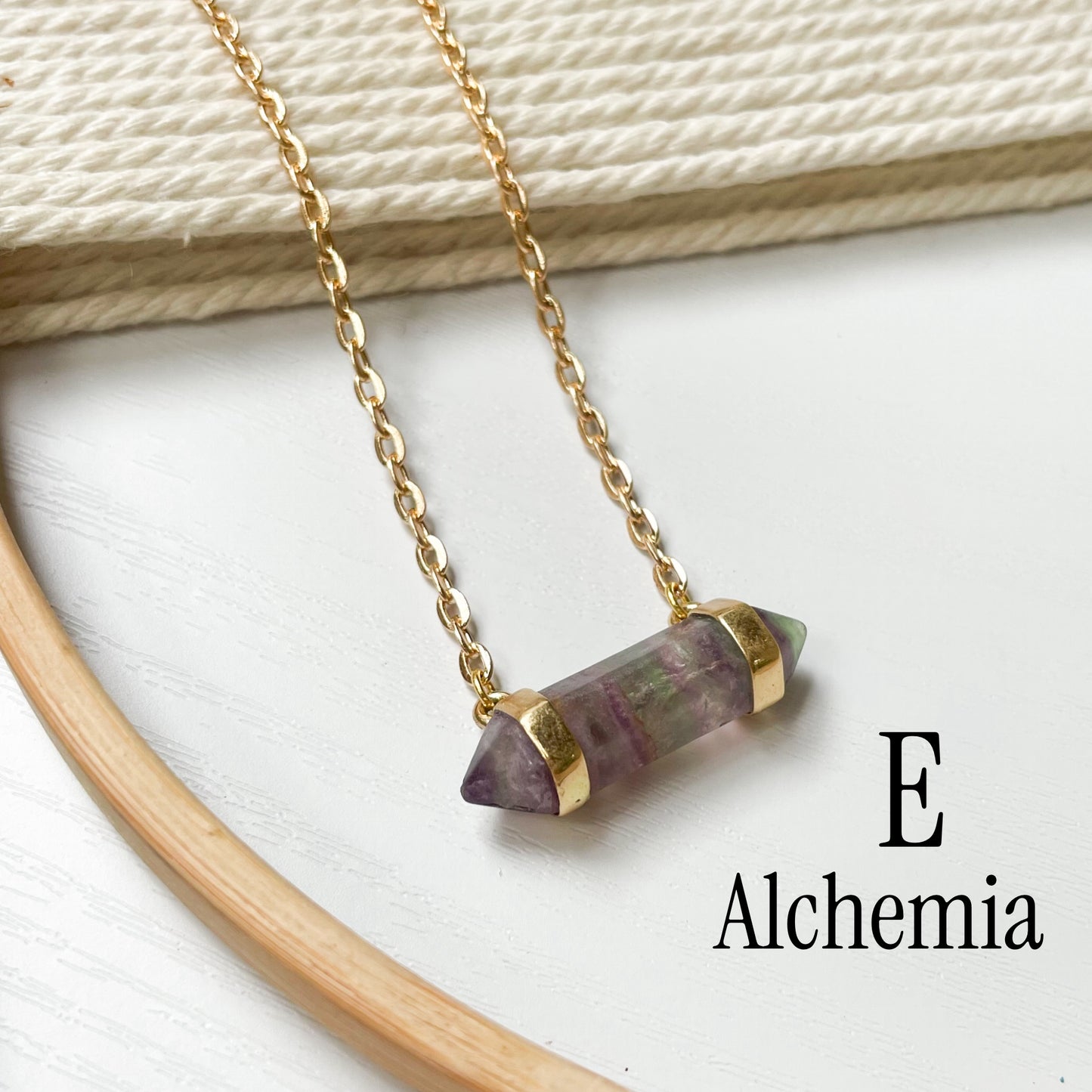 Fluorite Side Point Necklace - Both Metals